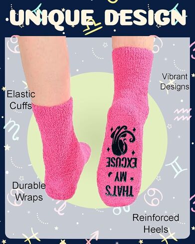 Funny Cancer Zodiac Gifts for Women - Birthday Astrology Constellation Horoscope Gifts, Fuzzy Space Galaxy Socks for Women Teen Girls in Kuwait