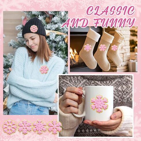 20 PCS Snowflake Patches Christmas Patches Iron On Chenille Patch Varsity Patches Christmas Embroidered Cloth Patches Sew On Appliques for Clothes Hat Shirt Bag Jeans DIY Decorations in Kuwait