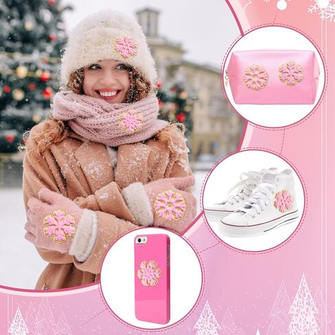 20 PCS Snowflake Patches Christmas Patches Iron On Chenille Patch Varsity Patches Christmas Embroidered Cloth Patches Sew On Appliques for Clothes Hat Shirt Bag Jeans DIY Decorations in Kuwait