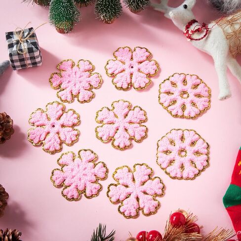 20 PCS Snowflake Patches Christmas Patches Iron On Chenille Patch Varsity Patches Christmas Embroidered Cloth Patches Sew On Appliques for Clothes Hat Shirt Bag Jeans DIY Decorations in Kuwait