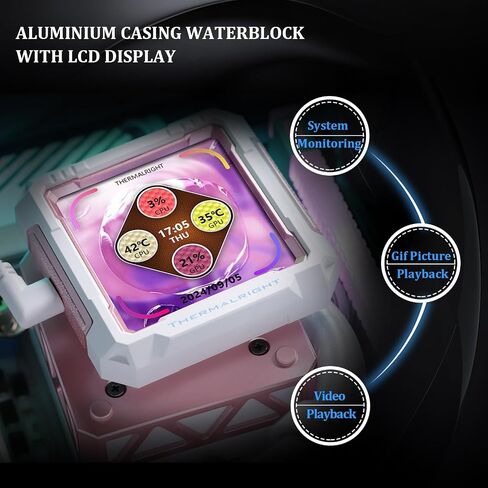 Thermalright FW PRO 360 ARGB Black CPU AIO Cooler,IPS LCD Screen with 320 * 320 Resolution,for AM5&Intel 1700/1851,High-Performance 360 Specs Water-Cooled with 2.73in Removable Display in Saudi Arabia