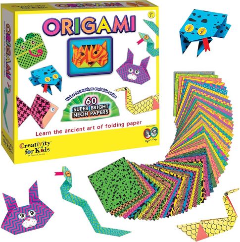 Creativity for Kids Neon Origami Mini Kit: 25 Origami Papers, Christmas Gifts and Toys for Boys, Origami Kit Arts and Crafts for Kids Ages 7-12+, Kids Stocking Stuffer and Small Gifts in Kuwait