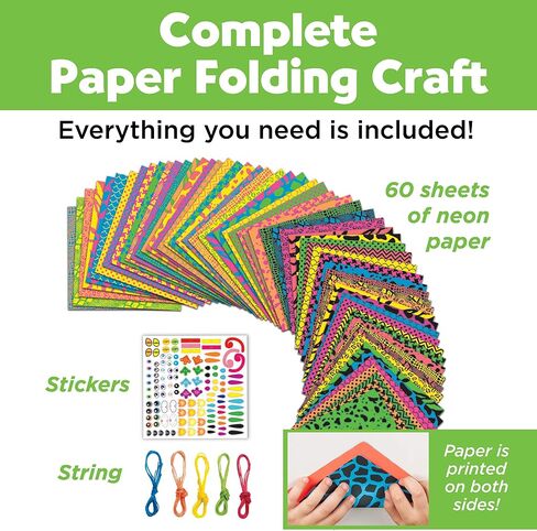 Creativity for Kids Neon Origami Mini Kit: 25 Origami Papers, Christmas Gifts and Toys for Boys, Origami Kit Arts and Crafts for Kids Ages 7-12+, Kids Stocking Stuffer and Small Gifts in Kuwait