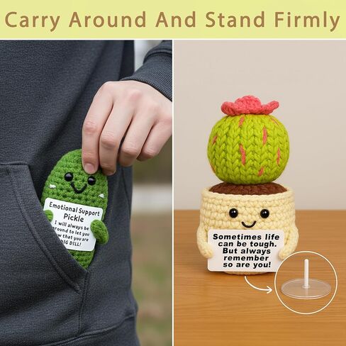 Emotional Support Crochet Gifts,3PCS Positive Potato Pickle Crochet Cactus Dolls,Funny Positive Crochet Christmas Birthday Gifts,Best Friends for Office Decor (Cactus+Potato+Pickle) in Saudi Arabia