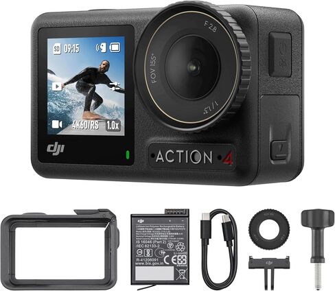 DJI Osmo Action 4 Combo Combo ، كاميرا عمل مقاومة للماء 4K/120 إطارًا في الثانية مع مستشعر 1/1.3 بوصة ، تصوير منخفض الإضاءة منخفضة ، أداء 10 بت و D-Log M ، 160 دقيقة ، كاميرا خارجية ، في الهواء الطلق in Kuwait