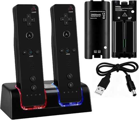 Wii Remote Charger Station 4 Dock for Wii U Charger Cord Rechargeable Battery Pack with Four Wiimote Batteries in Saudi Arabia