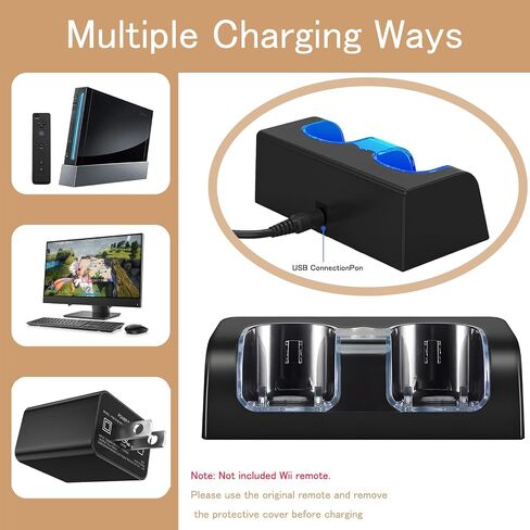 Wii Remote Charger Station 4 Dock for Wii U Charger Cord Rechargeable Battery Pack with Four Wiimote Batteries in Saudi Arabia
