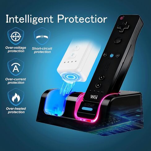 Wii Remote Charger Station 4 Dock for Wii U Charger Cord Rechargeable Battery Pack with Four Wiimote Batteries in Saudi Arabia