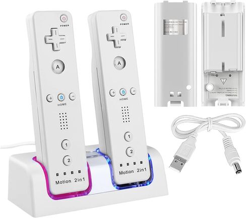 Wii Remote Charger Station 4 Dock for Wii U Charger Cord Rechargeable Battery Pack with Four Wiimote Batteries in Saudi Arabia