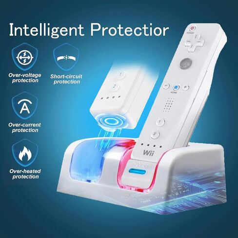 Wii Remote Charger Station 4 Dock for Wii U Charger Cord Rechargeable Battery Pack with Four Wiimote Batteries in Saudi Arabia