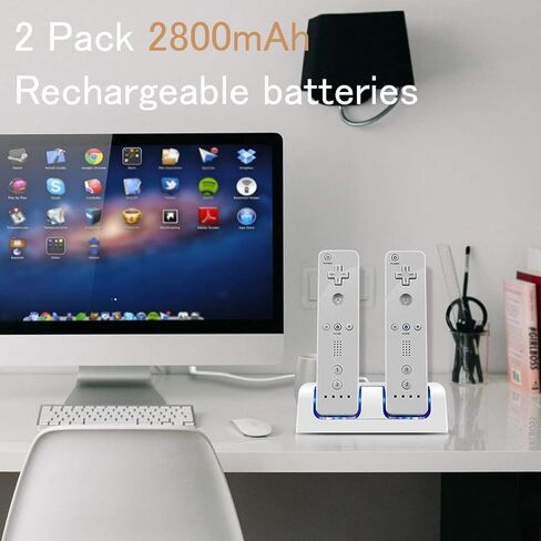 Wii Remote Charger Station 4 Dock for Wii U Charger Cord Rechargeable Battery Pack with Four Wiimote Batteries in Saudi Arabia
