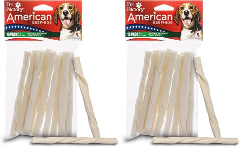 Pet Factory American Beefhide 5" Twist Sticks Dog Chew Treats - Natural Flavor, 10 Count/1 Pack in Kuwait