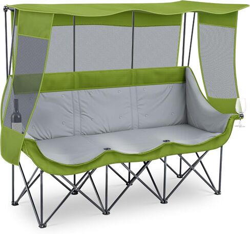 Oversized 3 Person Camping Chair Outdoor Folding Loveseat Sofa for 2-3 Person, Sturdy Lawn Chair Camping Couch with Cup Hold for Outdoor Sports Patio Camp Beach in Saudi Arabia