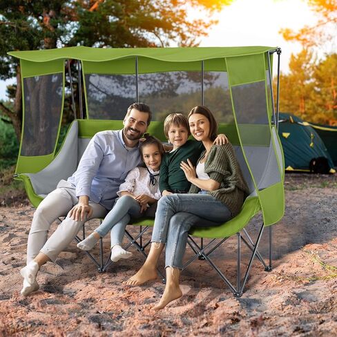 Oversized 3 Person Camping Chair Outdoor Folding Loveseat Sofa for 2-3 Person, Sturdy Lawn Chair Camping Couch with Cup Hold for Outdoor Sports Patio Camp Beach in Saudi Arabia