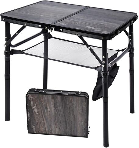 Aluminum Foldable Table Portable Pinic Table Lightweight,3 Adjustable Height Table Small Card Table with Carry Handle for Outdoor Indoor (Black, 15.75" D x 23.6" W x 23.6" H) in Saudi Arabia