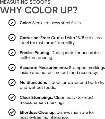 Color Up Dog and Cat Food 1 Scoop Premium Pet Food Measuring Cup - Stainless Steel (1 Scoop (1 Cup)) in Saudi Arabia
