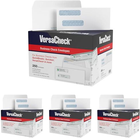 250 VersaCheck NRP Business Double Window Security Standard and Voucher Check Envelopes - Compatible with Business Checks Made from VersaCheck, QuickBooks, Quicken, Sage, and Others. in Kuwait