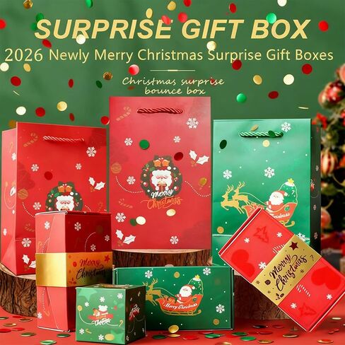 bovvsky 16pcs مفاجأة هدية مربع انفجار للمال، عيد ميلاد سعيد مفاجأة هدية مربع انفجار للمال، انفجار النقدية علبة هدية فاخرة، عيد الميلاد الفاخرة قابلة للطي المنبثقة مربع مفاجأة (الأحمر) in Kuwait