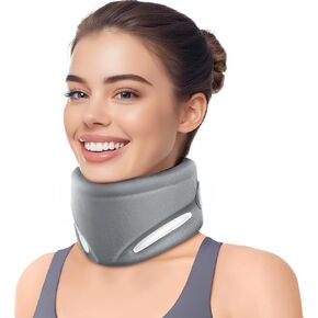 Ergonomic Neck Brace for Neck Pain and Support, Throat-Friendly V-Shaped Cervical Collar with Dual Memory Foam for Cervical Spine Pressure Relief and Vertebrae Stability, Non-Washable (14.0" - 16.5") in Saudi Arabia