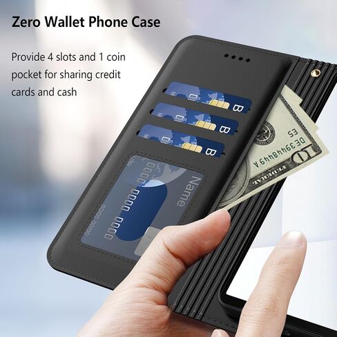 for Samsung Galaxy S25 Plus/s25+ Case PU Leather Flip Cover Wallet Case Protector with id Holder Card Slots Magnetic Closure Phone Cover Women Men for Galaxy S25 Plus Wallet Case, Black in Saudi Arabia