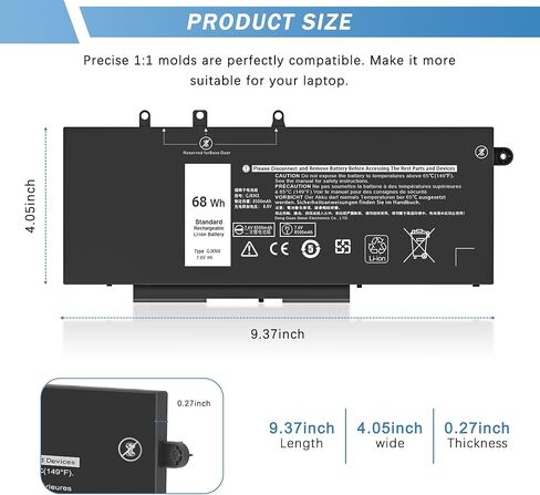 PW23Y Battery for Dell XPS 13 9360 13-9360-D1605G 13-9360-D1605T 13-9360-D1609 13-9360-D1609G 13-9360-D1705G Series 0RNP72 0TP1GT 0PW23Y in Kuwait