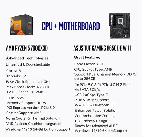 Micro Center AMD Ryzen 5 7600x CPU معالج مع ASUS PRIME B650M-A AX II Micro ATX Motherboard in Kuwait