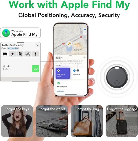 Air tag Tracker Bluetooth Item Finder-4 Pack, Compatible with Apple Find My APP (iOS Only) Replaceable Battery, IP67 Waterproof, White in Saudi Arabia