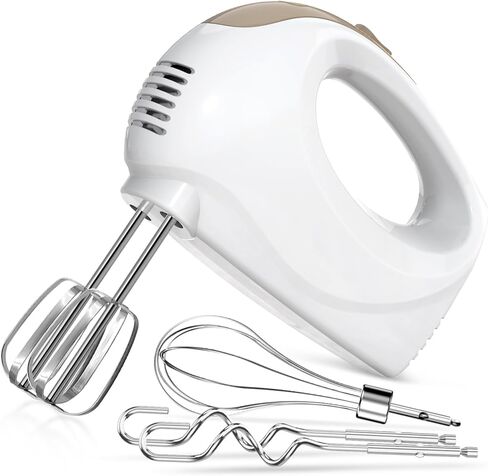 Handmixer Electric Handheld - 7 سرعات محمولة خلاط المطبخ الكهربائي مع 5 ملحقات من الفولاذ المقاوم للصدأ ، خفاش الطعام لخلط الكعك ملفات تعريف الارتباط ، الطهي ، الخبز in Kuwait