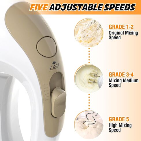 Handmixer Electric Handheld - 7 سرعات محمولة خلاط المطبخ الكهربائي مع 5 ملحقات من الفولاذ المقاوم للصدأ ، خفاش الطعام لخلط الكعك ملفات تعريف الارتباط ، الطهي ، الخبز in Kuwait