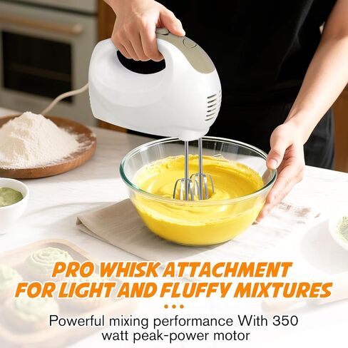Handmixer Electric Handheld - 7 سرعات محمولة خلاط المطبخ الكهربائي مع 5 ملحقات من الفولاذ المقاوم للصدأ ، خفاش الطعام لخلط الكعك ملفات تعريف الارتباط ، الطهي ، الخبز in Kuwait