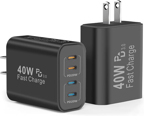 40W USB C Charging Block, 4 USB C Ports, Type C Wall Plug Fast Charger Cube, Power Adapter Box for iPhone 16, 15, 14, 13, 12, 11, Galaxy Phones, Watch, Tablet, Smartphones - 2Pack in Saudi Arabia
