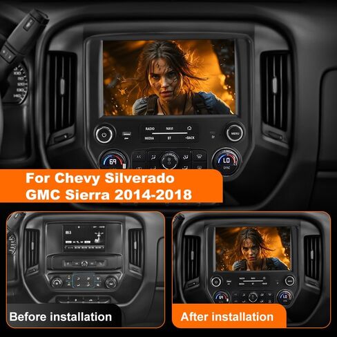 4+64G Car Radio Stereo for Chevy Silverado GMC Sierra 2014-2018 Android 13 Wireless CarPlay Android Auto Bluetooth GPS Navigation in Saudi Arabia