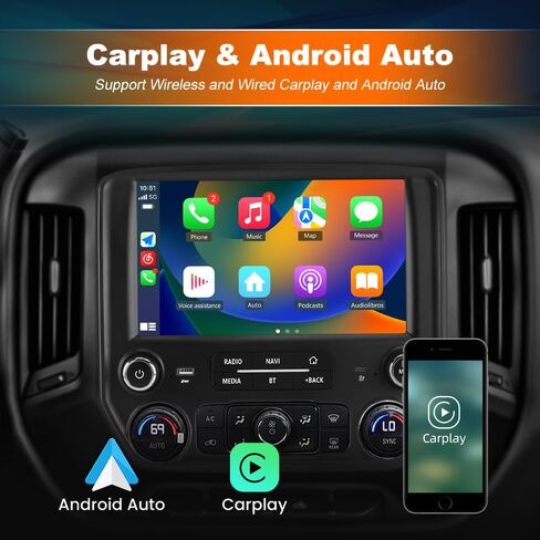 4+64G Car Radio Stereo for Chevy Silverado GMC Sierra 2014-2018 Android 13 Wireless CarPlay Android Auto Bluetooth GPS Navigation in Saudi Arabia