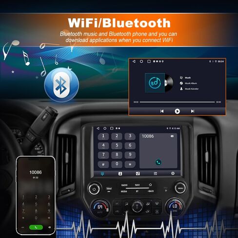 4+64G Car Radio Stereo for Chevy Silverado GMC Sierra 2014-2018 Android 13 Wireless CarPlay Android Auto Bluetooth GPS Navigation in Saudi Arabia