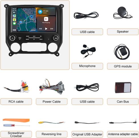4+64G Car Radio Stereo for Chevy Silverado GMC Sierra 2014-2018 Android 13 Wireless CarPlay Android Auto Bluetooth GPS Navigation in Saudi Arabia