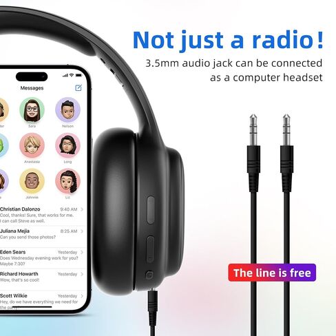 Rechargeable and Portable Personal FM Radio Headphones with Best Reception, Walkman Wireless Headset FM Radio Ear Muffs for Jogging, Mowing, Cycling, Meeting FM Receiver, White in Saudi Arabia