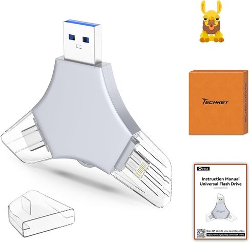 USB 3.0 Flash Drive 64gb for iPhone, 3in1 External Memory Picture Keeper Storage Stick for Photo/Video/Data Saver/Backup, V7.19High Speed Thumb Drives for iPhone/iPad/Android/PC - Gravel in Saudi Arabia