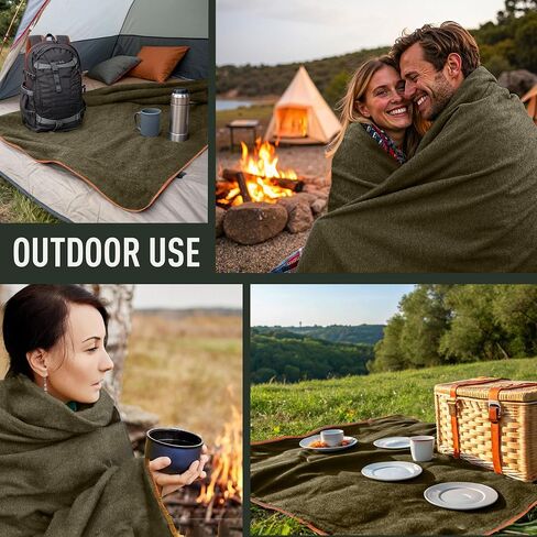 Large Military Wool Blanket - Warm & Thick Emergency Survival Blanket Great for Camping, Outdoors, Sports Events, Picnics, 4.5 lbs, 64" x 88" (Coffee Brown) in Kuwait