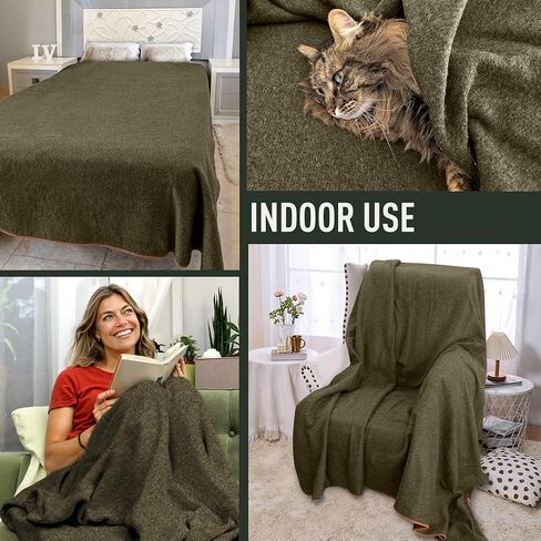 Large Military Wool Blanket - Warm & Thick Emergency Survival Blanket Great for Camping, Outdoors, Sports Events, Picnics, 4.5 lbs, 64" x 88" (Coffee Brown) in Kuwait