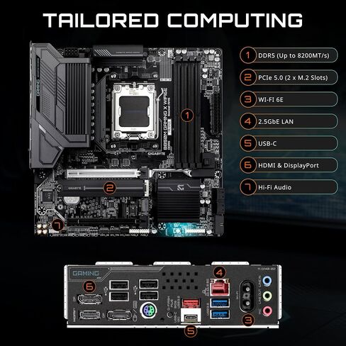 GIGABYTE B850 Gaming X WIFI6E AMD AM5 LGA 1718 Motherboard, ATX, DDR5, 3X M.2, PCIe 5.0, USB-C, WIFI6E, 2.5GbE LAN, EZ-Latch, 5-Year Warranty in Saudi Arabia