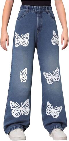 جينز جينز خمر فيردوسا عريضة الساق الجينز فضفاضة سراويل الجينز مع جيوب in Kuwait