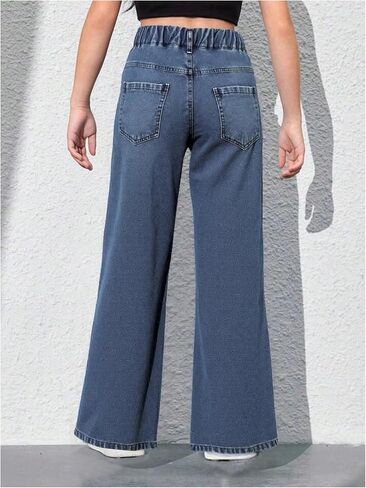 جينز جينز خمر فيردوسا عريضة الساق الجينز فضفاضة سراويل الجينز مع جيوب in Kuwait
