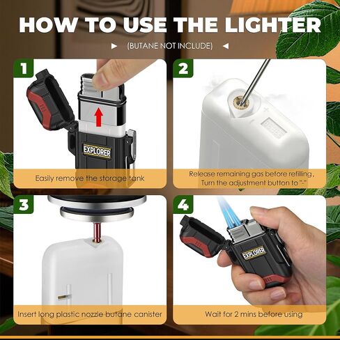 Lafagiet 2 Pack of Torch Lighter, Single & Dual Jet Flame, Windproof, Waterproof, Butane Gas Refillable Lighters Multipack for Candle, Camping, Outdoor Adventure (NO Gas) in Kuwait