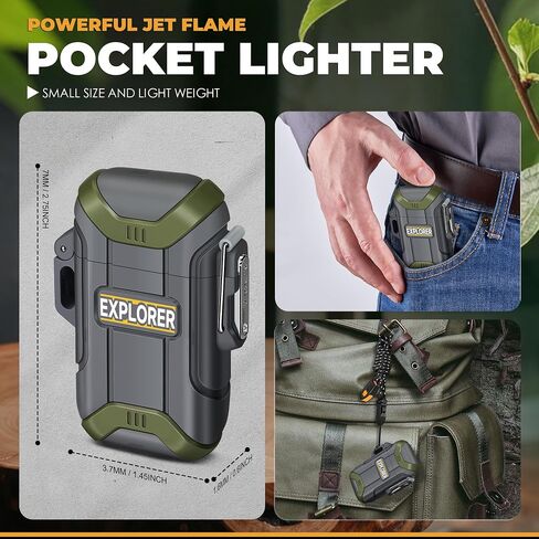 Lafagiet 2 Pack of Torch Lighter, Single & Dual Jet Flame, Windproof, Waterproof, Butane Gas Refillable Lighters Multipack for Candle, Camping, Outdoor Adventure (NO Gas) in Kuwait