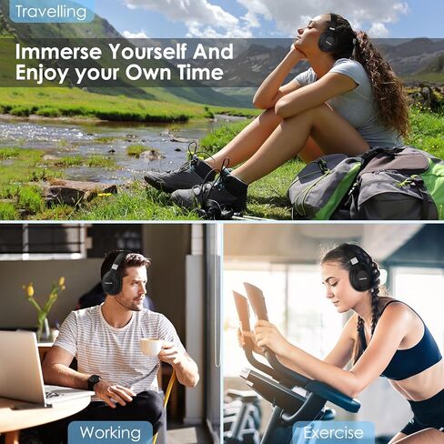Active Noise Cancelling Headphones, Wireless Over Ear Bluetooth Headphones,100H Play Time Bluetooth Headphones with Microphone,Lightweight and Foldable Comfortable Deep Bass for Work/Gym Black in Saudi Arabia