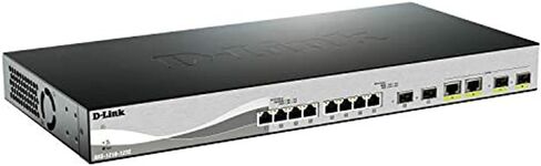 D-Link Ethernet Switch ، 10 12 Port Gigabit Web Smart Switch W/ 2 RJ45 SFP+ Combo Ports Network Internet (DXS-1210-12SC) ، Black/ Gray in Kuwait