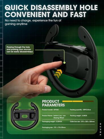 Mumba Hand Grips Compatible with Nintendo Switch 2 JoyCon [2 Pack] Wear Resistant Game Switch Controller Handle Case Kit for Switch 2 Joy Cons 2025, Black in Kuwait