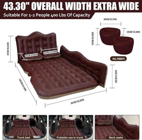 مرتبة سرير هواء السيارة ، حصيرة سيارات الدفع الرباعي القابلة للنفخ ، وسادة التخييم السميكة وسادة النوم مع الهواء مضخة 2 الوسائد سجادة الخلفية المحمولة للسيارات في الهواء الطلق سيارات المنزل in Kuwait