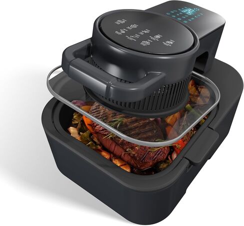 8QT Easy-View Digital Fryer ، مع لوحة تعمل باللمس ، والتحكم الدقيق لوقت وتوقيت وموقت مسبقًا ، وإغلاق السيارات ، والشواء ، والخبز ، والهواء ، والتشوي ، والتسخين والجفاف ، والأسود in Saudi Arabia