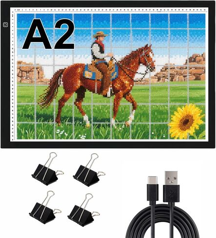 لوحة إضاءة YUZAMOOR A4 للتتبع وإزالة الأعشاب الضارة من الفينيل، 3 مستويات إضاءة LED لوحة النسخ صندوق تتبع الضوء طاقة USB رفيعة للغاية لفن الماس، وأدوات إزالة الأعشاب من الفينيل، والرسم، والتتبع مع المشابك in Kuwait